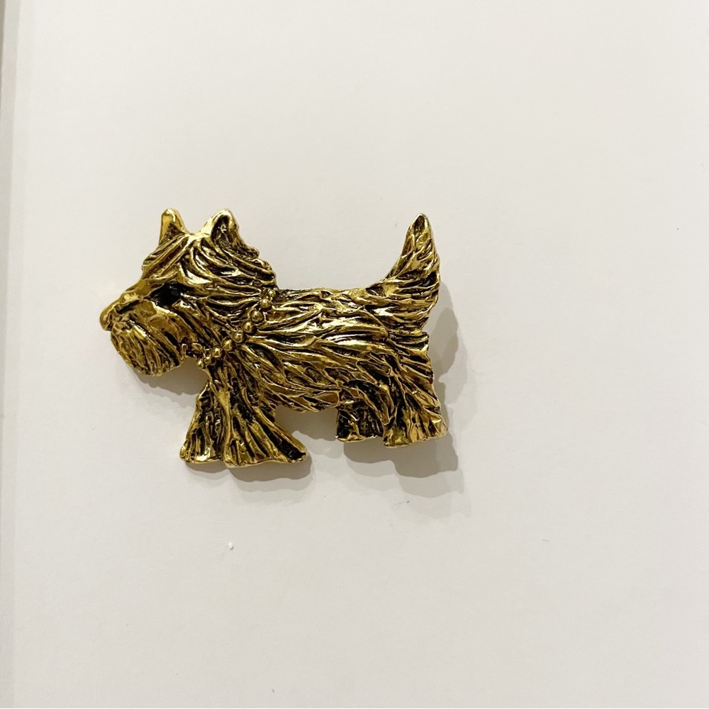 Scotty Dog Gold Metal Brooch Pin